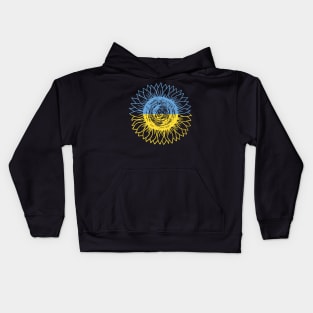 Ukrainian hand-drawn sunflower Kids Hoodie